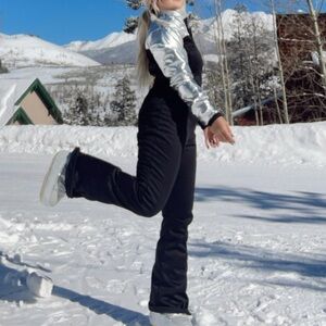 Ski suit silver metallic and black
